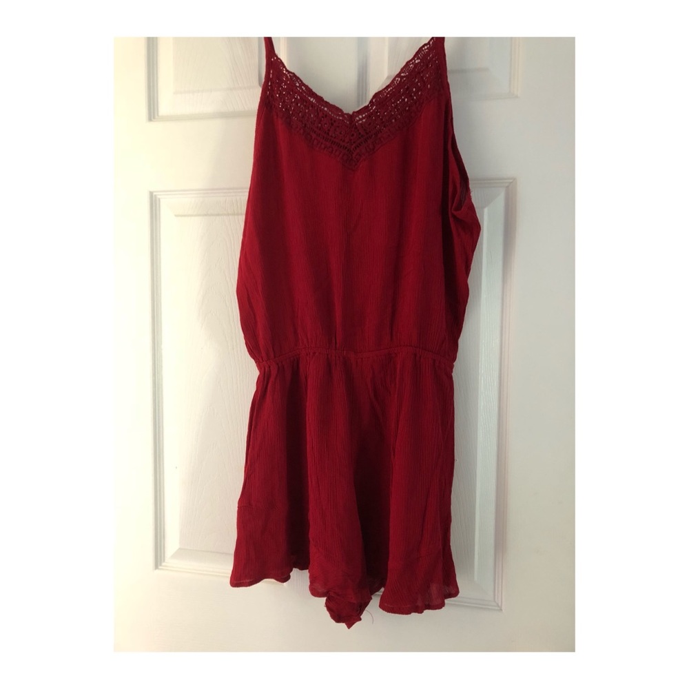 Poof burgundy romper